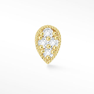 Pear Diamond 14k Yellow Gold Flat Back Threadless Stud Earring - Nina Wynn