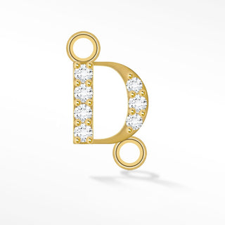 Initial 5mm with Pave Lab Diamonds on 14k Gold Sideways Connectors for Permanent Jewelry - Nina Wynn