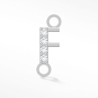 Initial 5mm with Pave Lab Diamonds on 14k White Gold Sideways Connectors for Permanent Jewelry - Nina Wynn