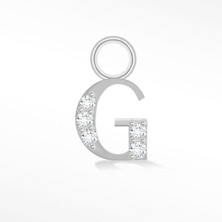 Initial 5mm with Pave Lab Diamonds on 14k White Gold Charms for Permanent Jewelry - Nina Wynn