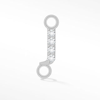 Initial 5mm with Pave Lab Diamonds on 14k White Gold Sideways Connectors for Permanent Jewelry - Nina Wynn
