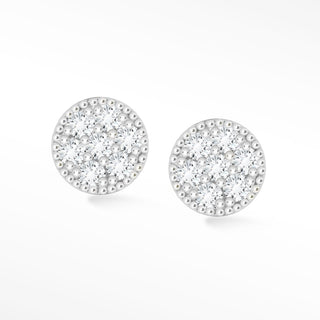 Glazed Donut 18k White Gold Diamond Flat Back Threadless Stud Earrings - Nina Wynn