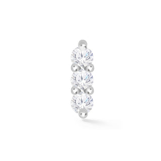 3 Scones 18k White Gold Diamond Flat Back Threadless Stud Earrings - Nina Wynn