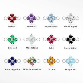 Clover Medium Natural Gemstone Silver Connectors Pack of 12 Birthstones for Permanent Jewelry - Nina Wynn