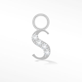 Initial 5mm with Pave Lab Diamonds on 14k White Gold Charms for Permanent Jewelry - Nina Wynn