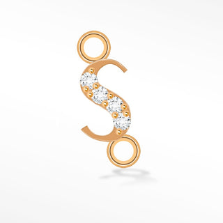 Initial 5mm with Pave Lab Diamonds on 14k Rose Gold Sideways Connectors for Permanent Jewelry - Nina Wynn