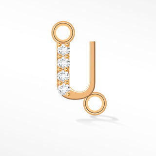Initial 5mm with Pave Lab Diamonds on 14k Rose Gold Sideways Connectors for Permanent Jewelry - Nina Wynn