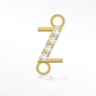 Initial 5mm with Pave Lab Diamonds on 14k Gold Sideways Connectors for Permanent Jewelry - Nina Wynn